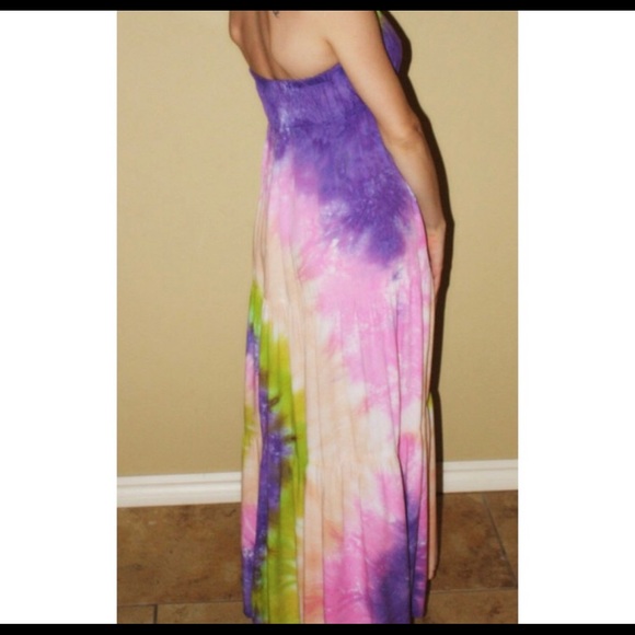 ✌️Hand Made✌️ Bohemian Tie Dye Halter Maxi Dress - Picture 3 of 7